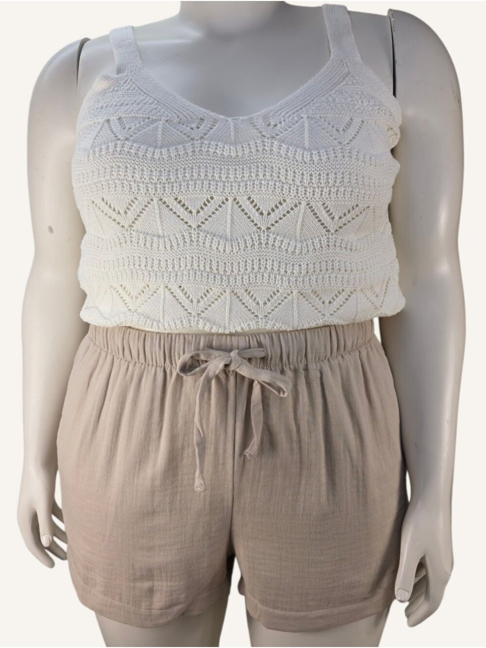 Torrid Belle Isle High Rise Cotton Beach Shorts Taupe Size 00 M/L 10 NWT